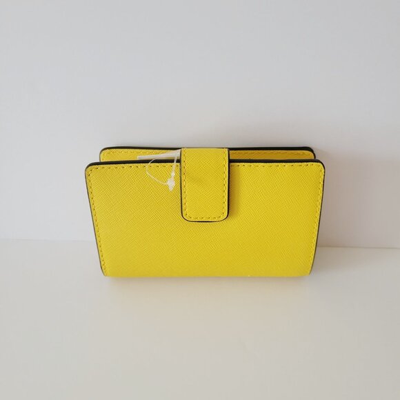 Michael Kors Jet Set Travel Medium Bifold Zip Coin Wallet Golden Yellow Leather - Picture 3 of 7